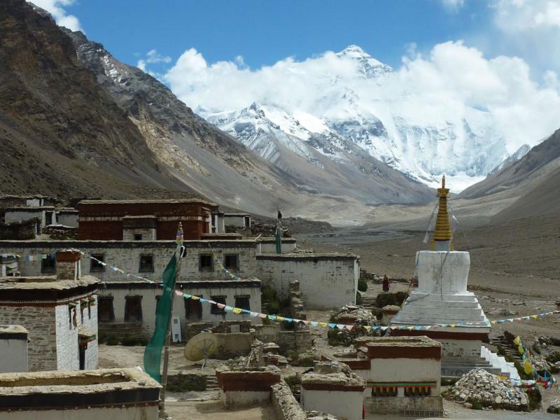 Rongbuk Monastery with Mt Everest Behind