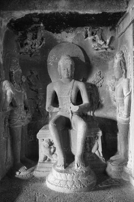 Cave 12, Buddha sitting with Legs Down