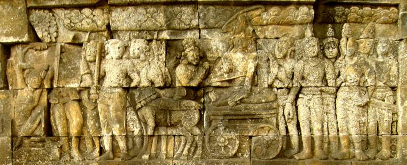 Siddhartha encounters a Sick Man (seen on the far left)