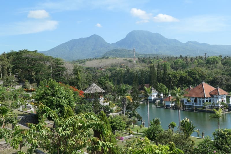 036 View of the Water Palace with Mt Agung