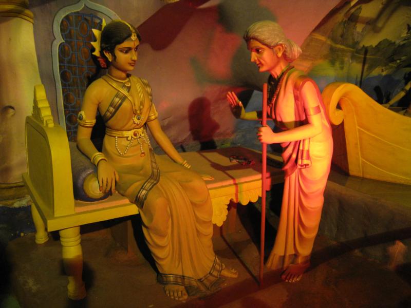 Kaikeyi being led astray by Manthara