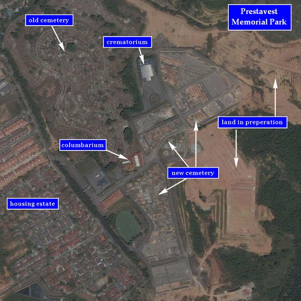 Map showing the development of the Prestavest Memorial Park
