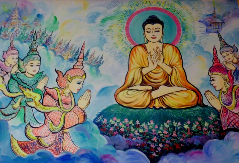 Preaching the Abhidhamma to his Mother in Heaven
