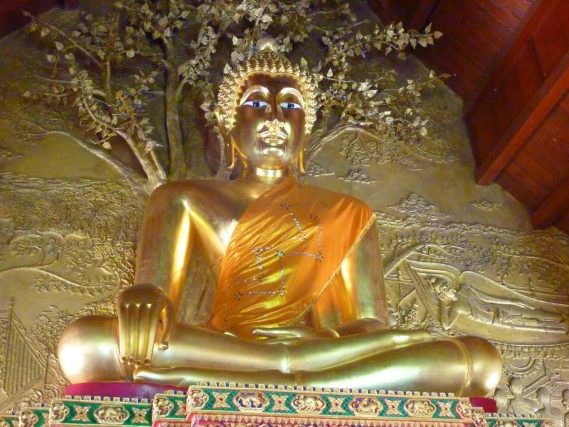 Golden Buddha and Bodhi Tree