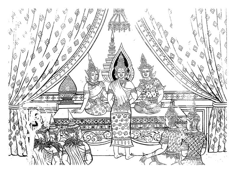 77 Brahma gives Holy Water to Siddhattha and Yasodhara